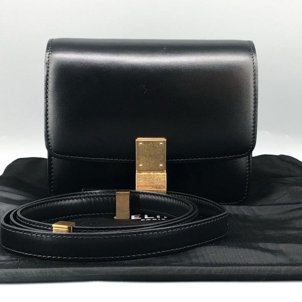 Celine Small Classic Box Bag Black Calfskin Gold Hardware Crossbody - Picture 2 of 15